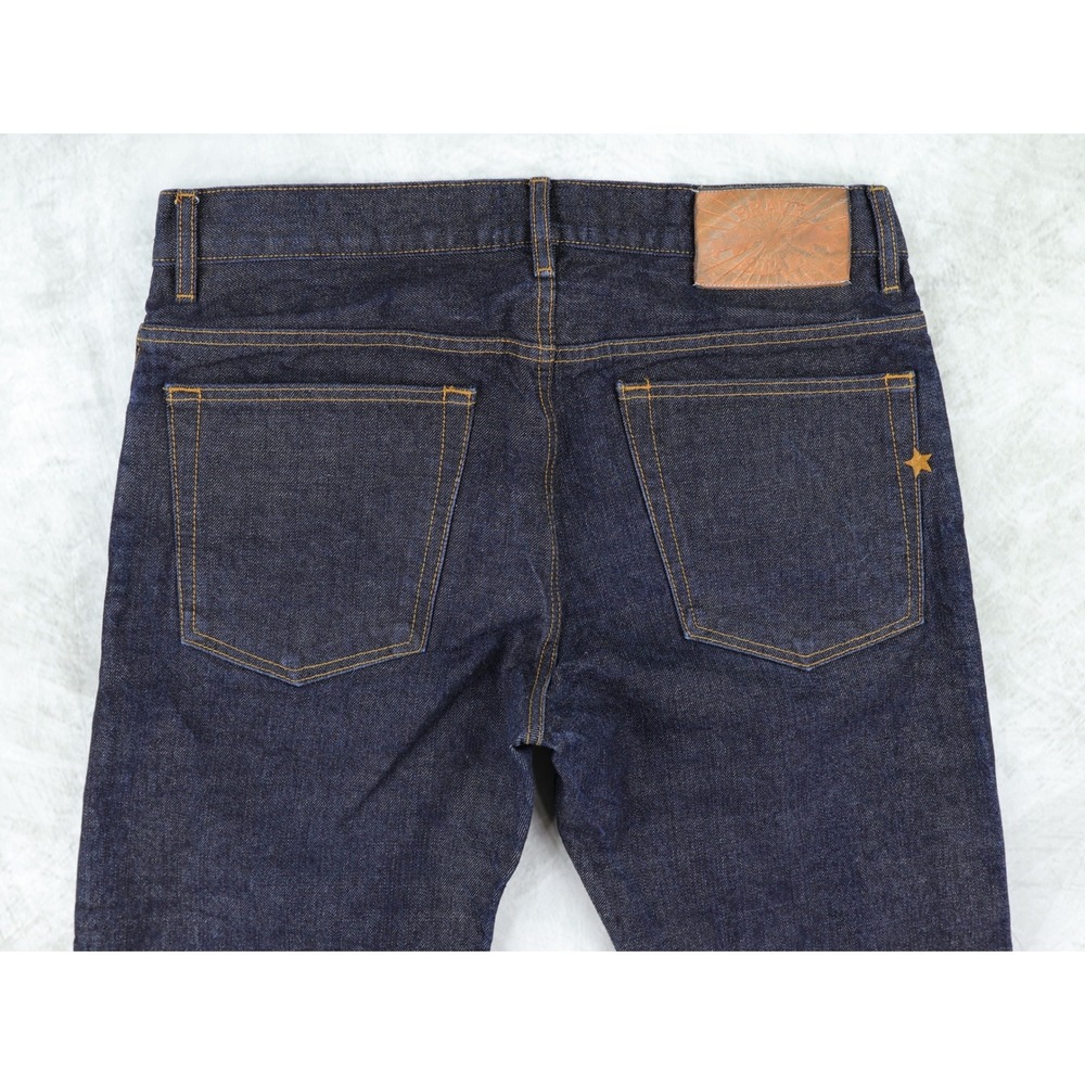 Brave Star Selvage Jeans Mens 33x36 Indigo Blue Raw Denim Made in USA Button Fly - Picture 6 of 15